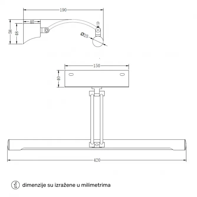 VESTA 694 ZIDNA LAMPA LED 7W 3000K HROM — slika 4