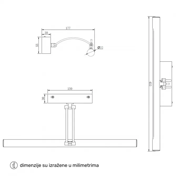 VESTA 693 ZIDNA LAMPA LED 9W 3000K MESING — slika 3