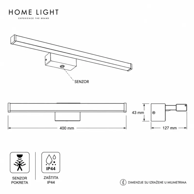 VESTA 688 ZIDNA LAMPA 6W 4000K SENZOR HROM — slika 3