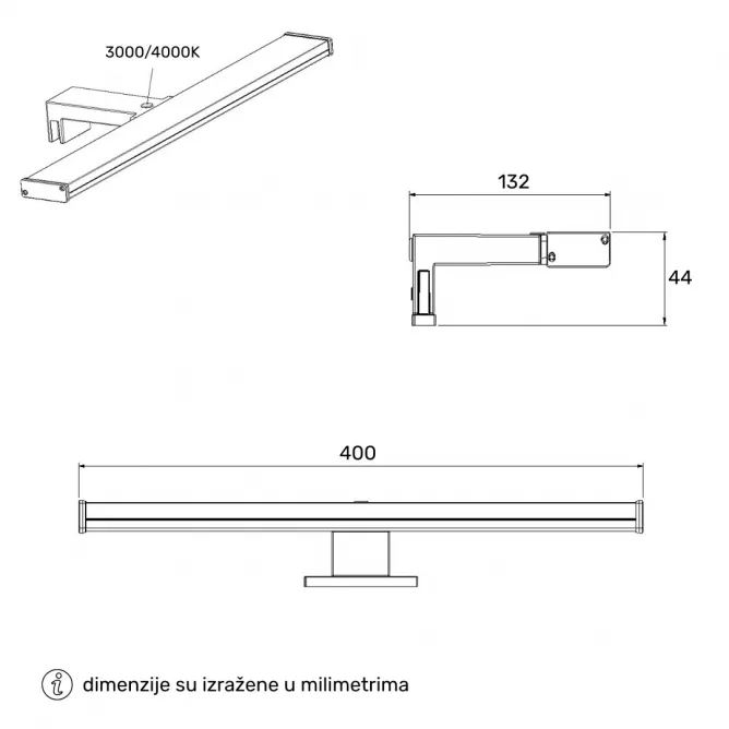 VESTA 692 ZIDNA LAMPA 8W 3000/4000K CRNA — slika 4