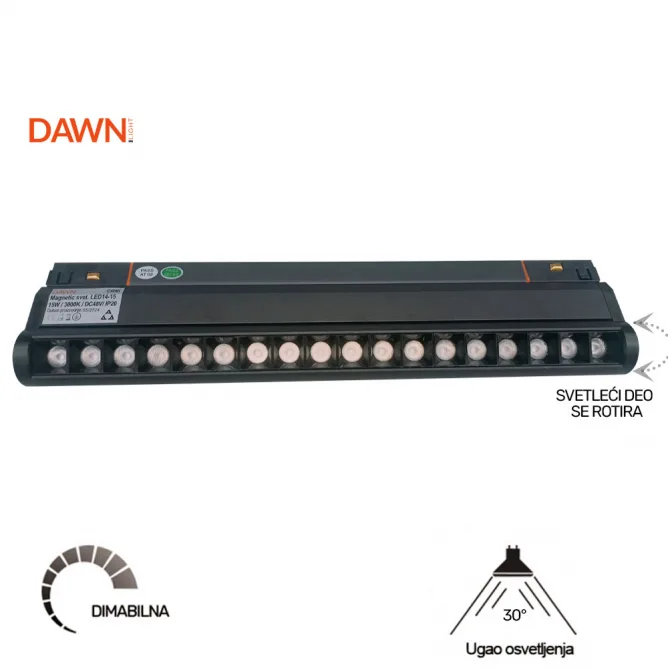 MAGNETIC SVETILJKA LED14 15W 3000K 30° 48V DC CRNA — slika 3