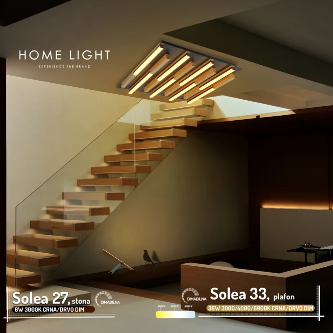 SOLEA 33 LED PLAFONJERA 36W 3000/4000/6000K CRNA/DRVO DIMABILNA — slika 3