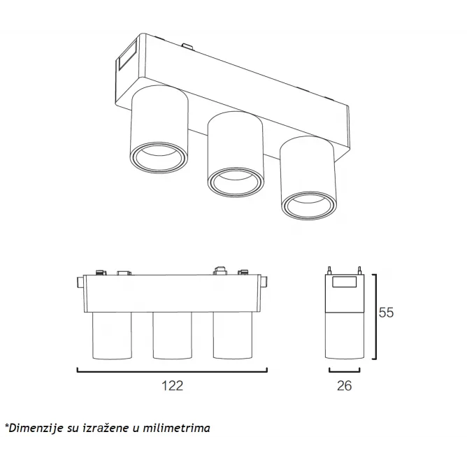 MAGNETIC SLIM SVETILJKA LED26 - 3TY 6W 3000K 24° 48V DC CRNA — slika 2