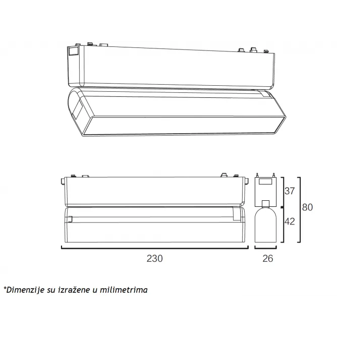 MAGNETIC SLIM SVETILJKA LED26 - ZD - 12F 10W 3000K 150° 48V DC CRNA — slika 4