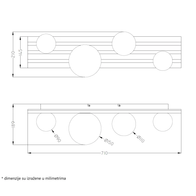 TALIA 63 PLAFONSKA SVETILJKA 4*G9 DRVO — slika 3