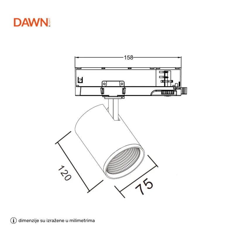 DAWN LED REFLEKTOR ŠINSKI GD19C20B 20W CCT CRNI TROSTEPENI — slika 2