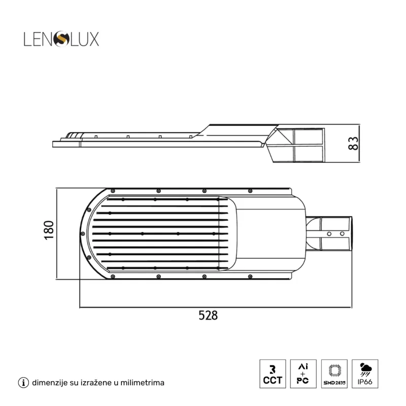 LED ULIČNA SVETILJKA GN-SL316-100W CCT 13000lm IP66 — slika 5