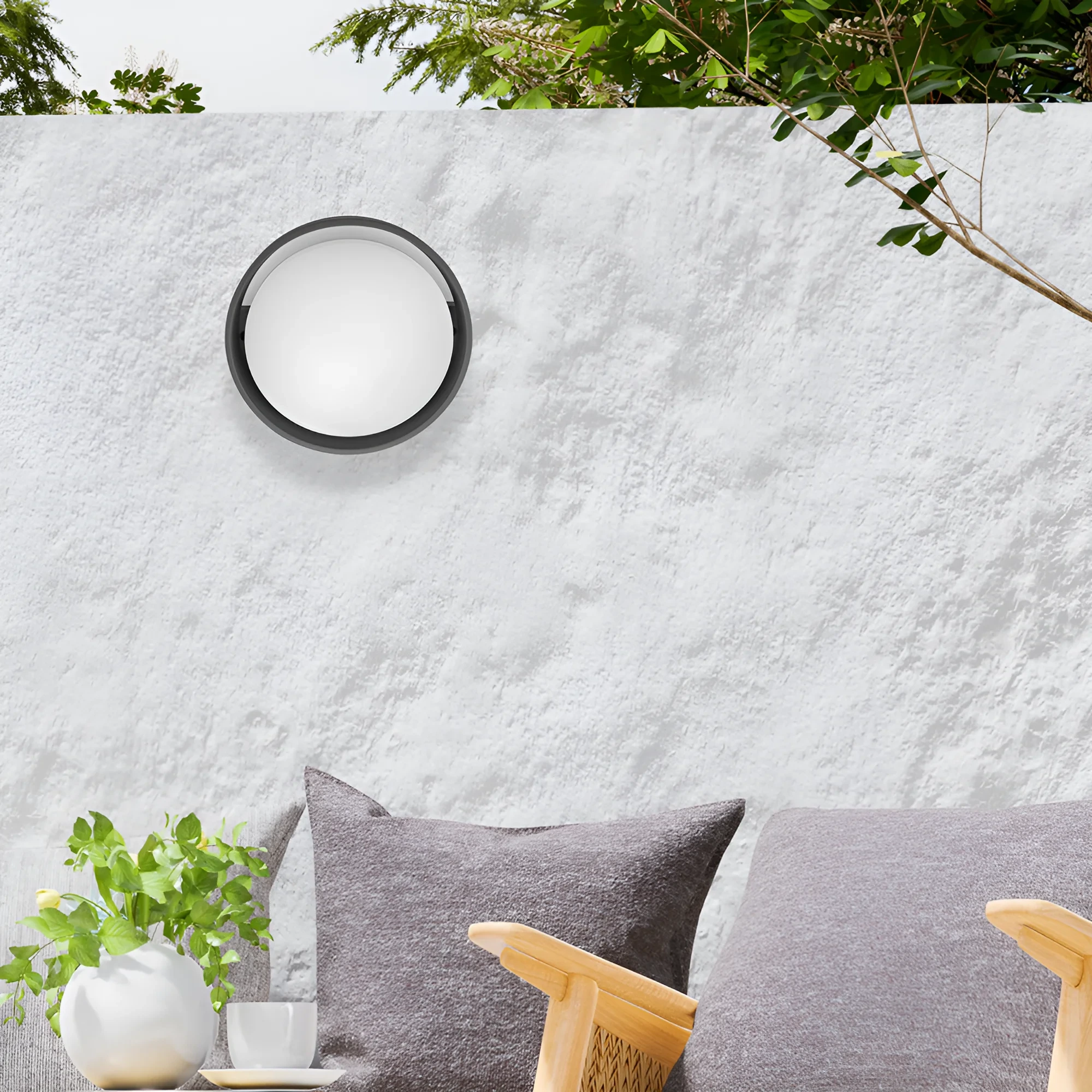 LED ZIDNA SVETILJKA OKRUGLA 12W SIVI 3000K IP65 — slika 2