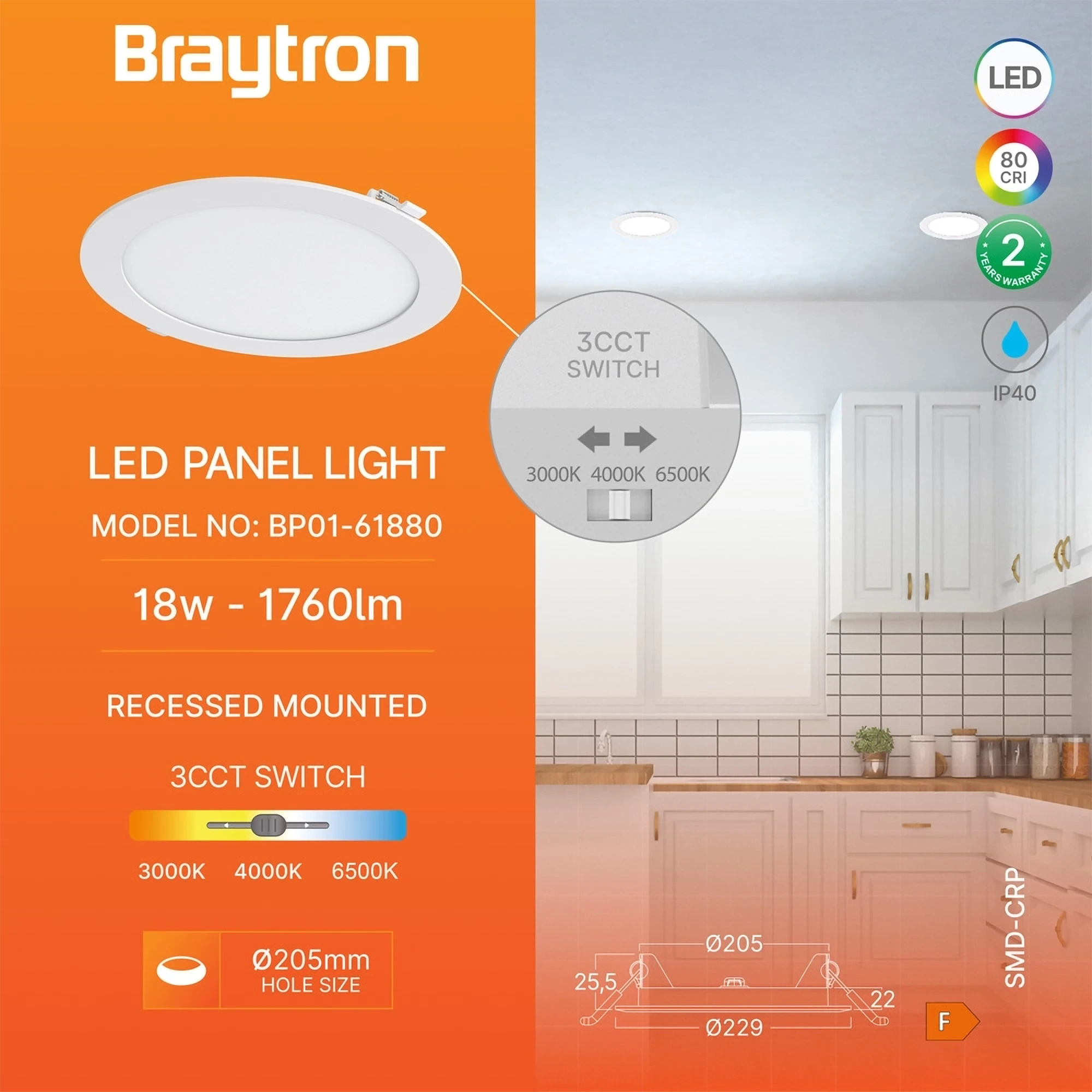 LED PANEL UGRADNI OKRUGLI 8" 18W BELI CCT — slika 3