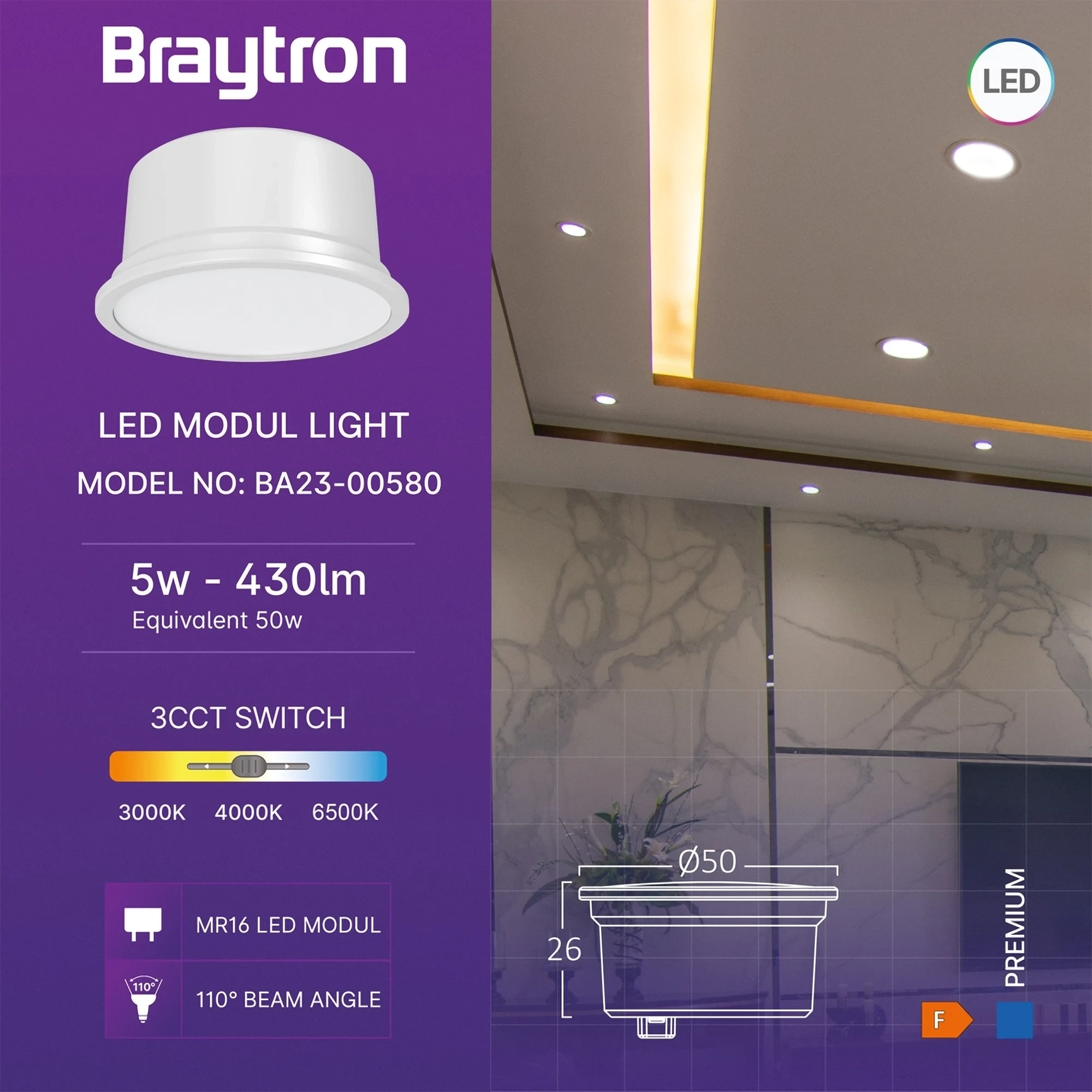 LED MR16 MODUL 5W CCT 110° — slika 3