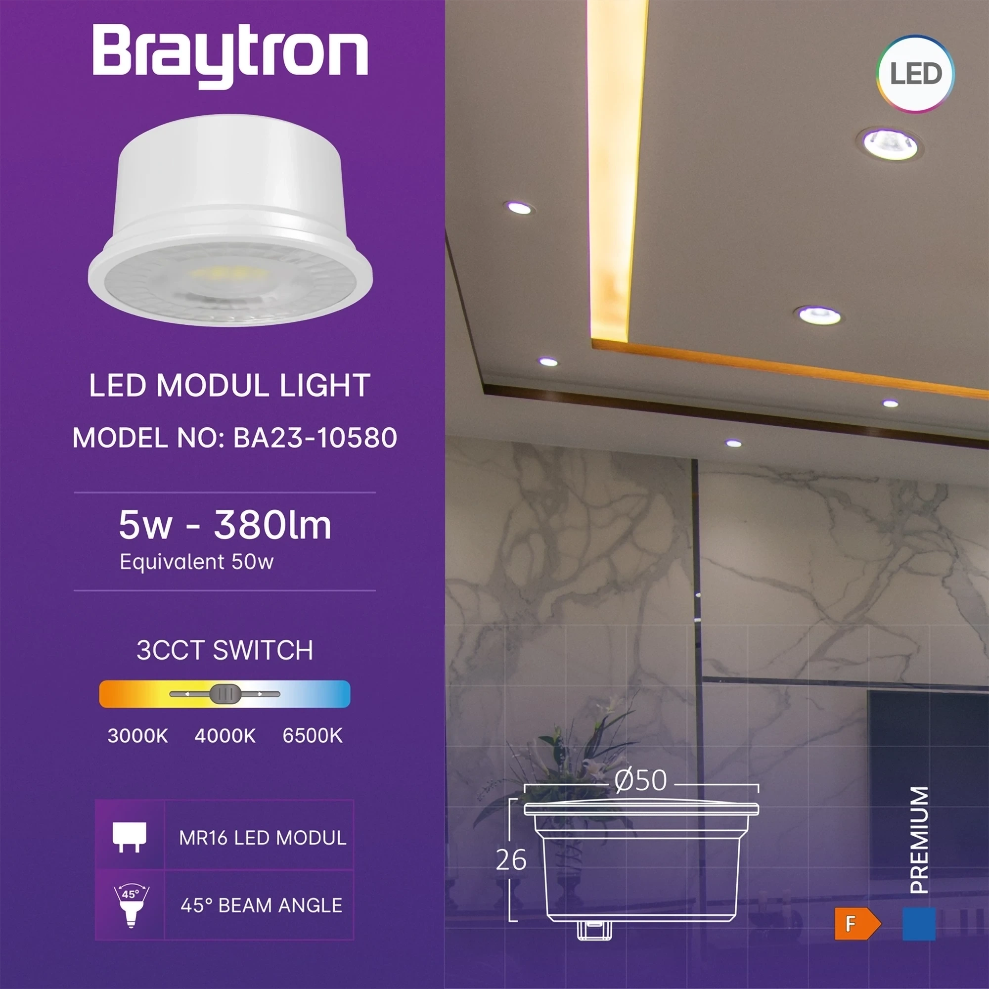 LED MR16 MODUL 5W CCT 45° — slika 3
