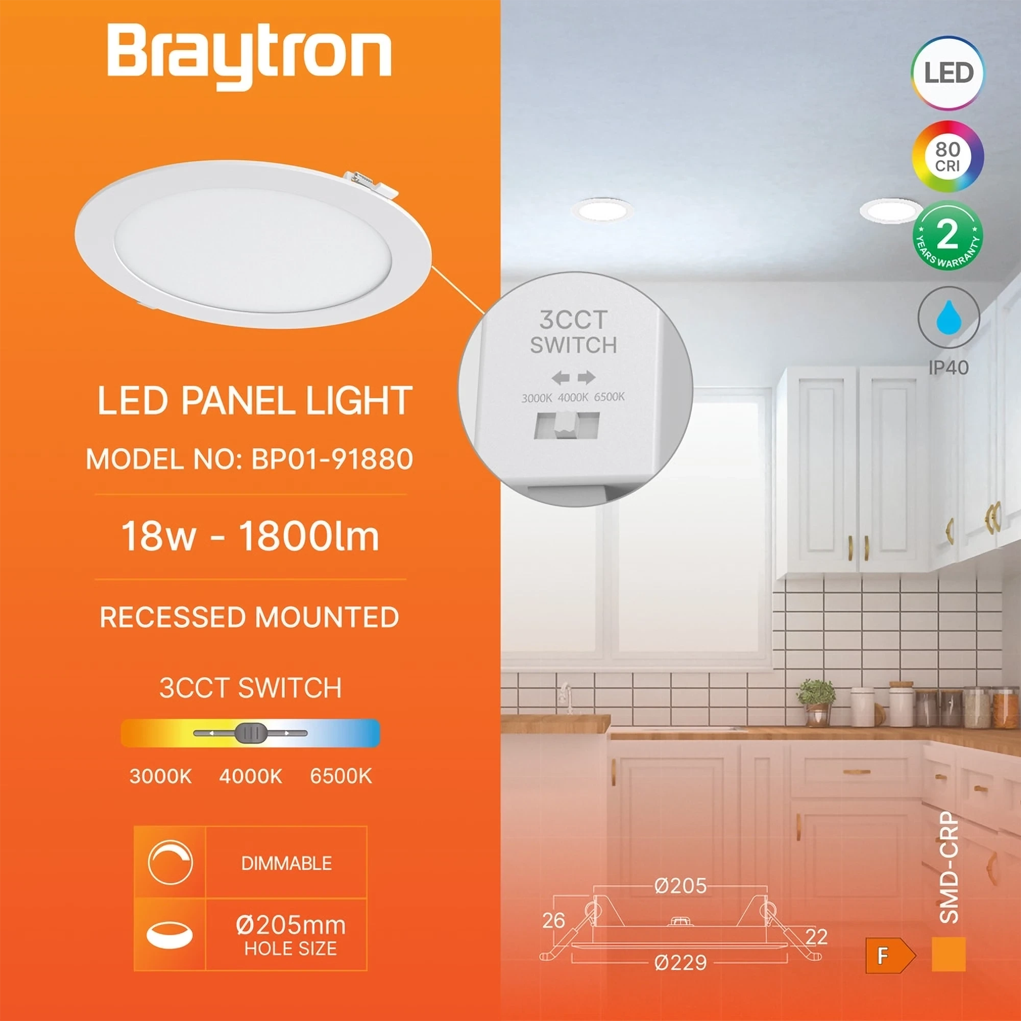 LED PANEL UGRADNI OKRUGLI 8" 18W BELI CCT — slika 3