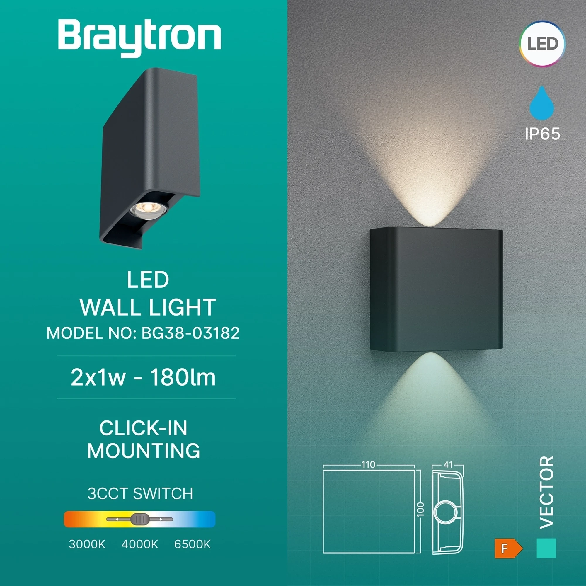 LED ZIDNA SVETILJKA 2X1W SIVI CCT IP65 — slika 3